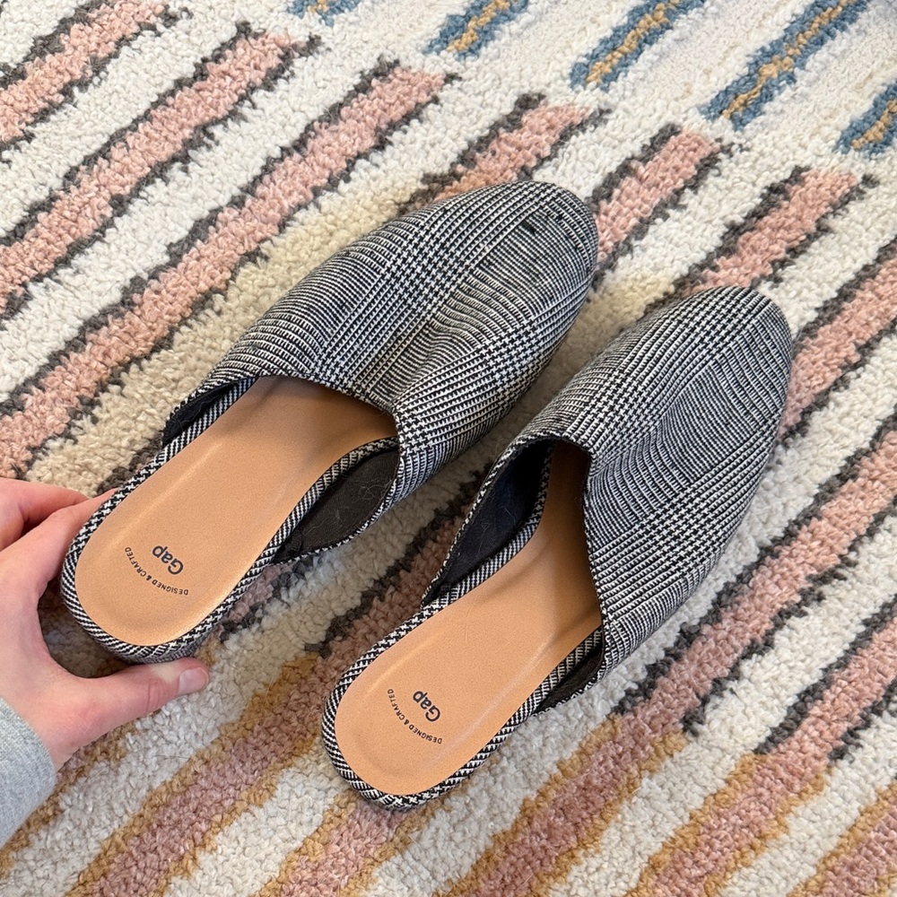 GAP Black and White Checkered Women's Mules
